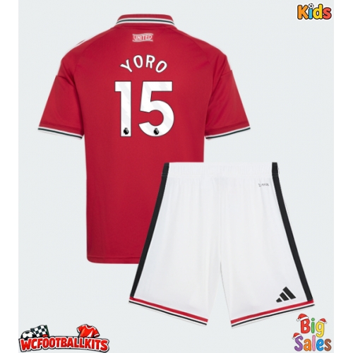 Manchester United Leny Yoro #15 Replica Home Stadium Kit for Kids 2026-27 Short Sleeve (+ pants)